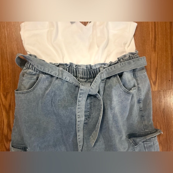 White Tank Top and Blue Cargo Pants one piece. - Picture 5 of 8